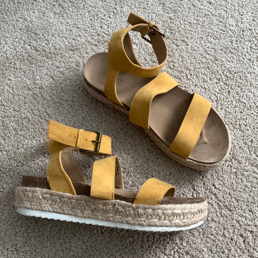 Yellow Platform Sandals with Strap